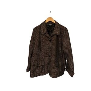 Lane Bryant Womens Brown Patterned Blazer Jacket Size 18/20W Career